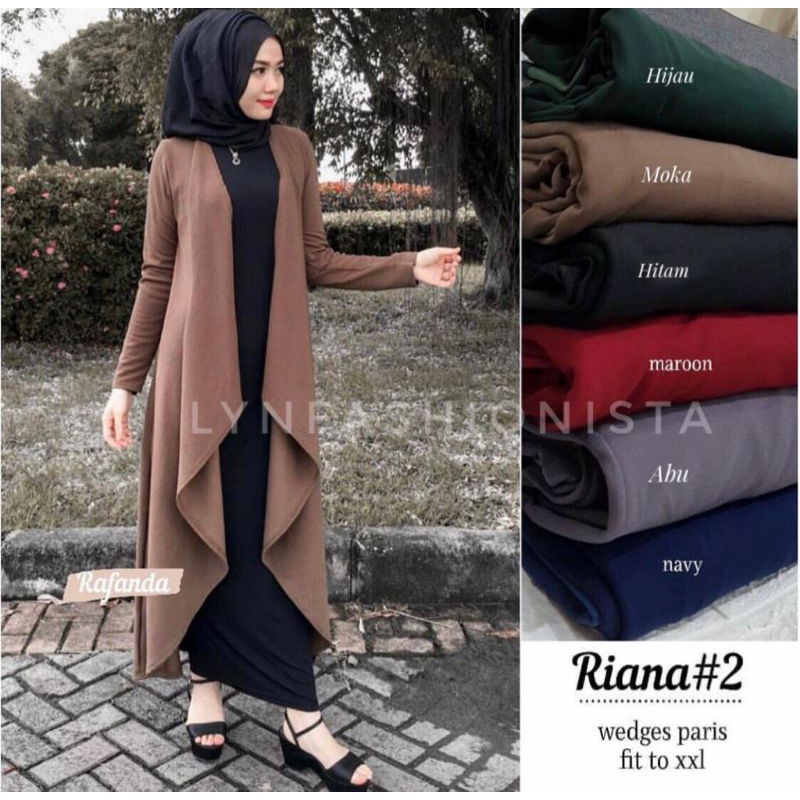 LONG OUTER WANITA/OUTER CARDIGAN PANJANG/CARDI MUSLIM PREMIUM/RIANA