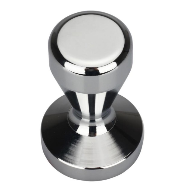 OneTwoCups Tamper Kopi Espresso Flat Stainless Steel Chrome Plated 51mm - SS51 - Silver