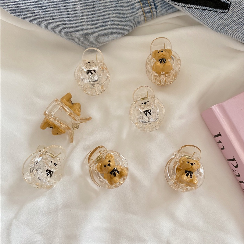 Roselife Retro 3D Double Little Bear Mini Acrylic Hair Claw Clips for Girls Kids Bobby Pin Small Hairpin 1 Pc