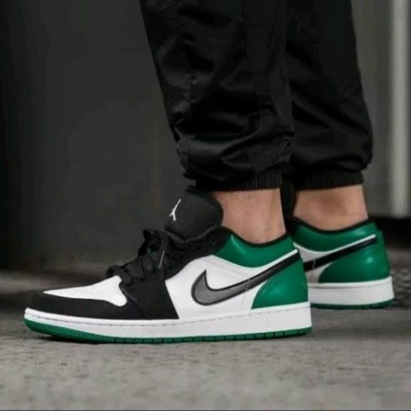 Sepatu Nike Air Jordan 1 Low Pine Green White Black Hijau Putih Hitam Premium Murah
