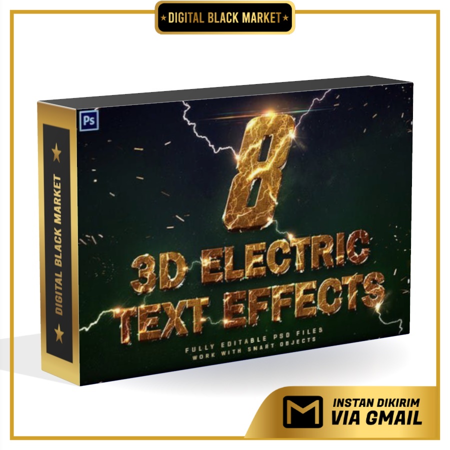 3D Electric Text Effects - Photoshop