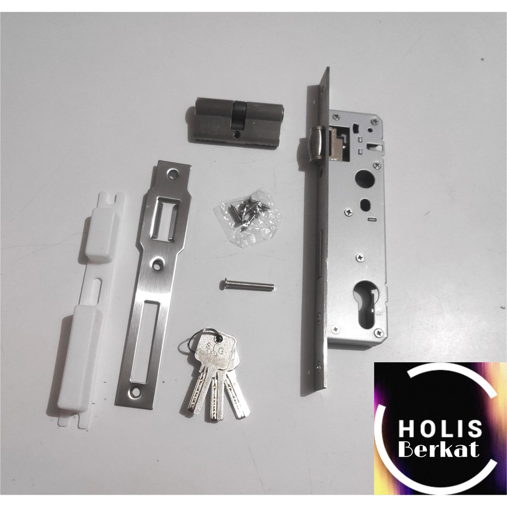 Body Kunci Pintu Aluminium Pelor 30mm Stainless Steel