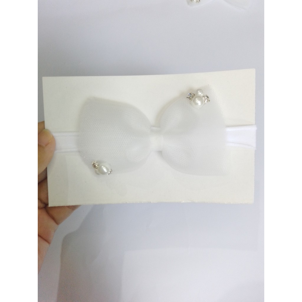 Bandana bayi nylon USA white bow