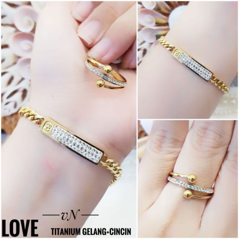 Titanium gelang dan cincin 0221n