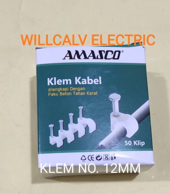 KLEM KABEL NO 12 12MM - KLEM KABEL PAKU TEMBOK BETON NO 12 12MM