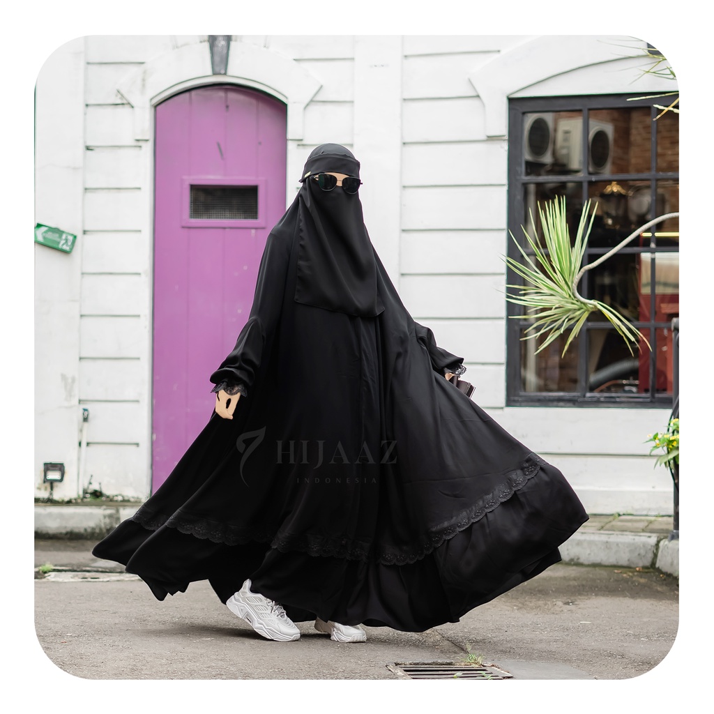 Floorhijab Asilah Jetblack (Overhead Abaya Hijaaz)