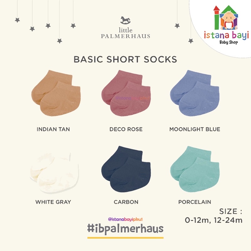 Little Palmerhaus Wording High Socks - FOLDED CUFF SOCKS - BASIC SHORT SOCKS (WITH ANTI SLIP) - Kaos kaki bayi