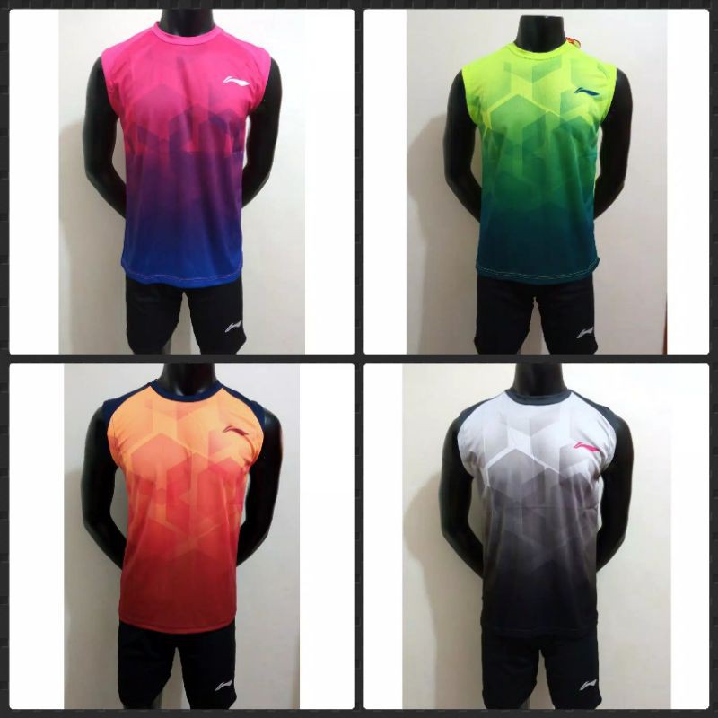 BAJU SETELAN SINGLET BADMINTON/KAOS BULUTANGKIS LINING