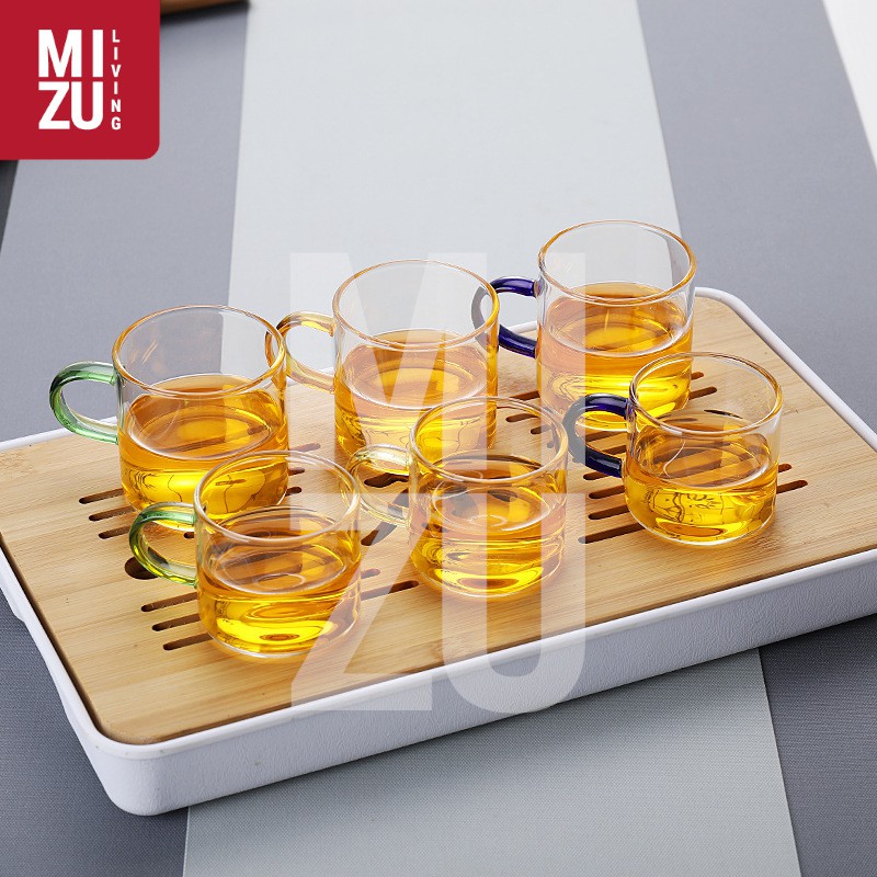 MIZU CARINA 6in1 SET Cangkir Kaca 120ml Gelas Pyrex Kuat Tough Borosilicate Glass Cup