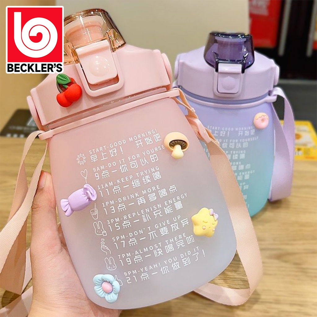 Botol Minum Gemoy Warna Gradasi 1.3Liter Motivasi Penanda Waktu FREE STIKER 2D&amp;3D