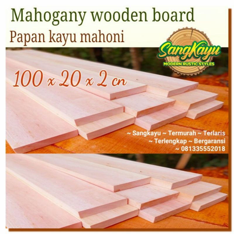 Kayu papan kayu 100x20x2cm kayu mahoni wooden board ambalan dekorasi