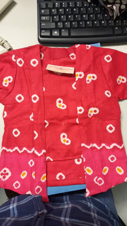 Setelan Batik Anak Cewek Bahan Katun Model Kutubaru Warna Marun Bac28