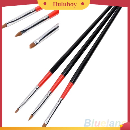 Huluboy Huluboy♡ 3pcs / Set Pen Brush Untuk Melukis Kutek Gel UV Akrilik DIY