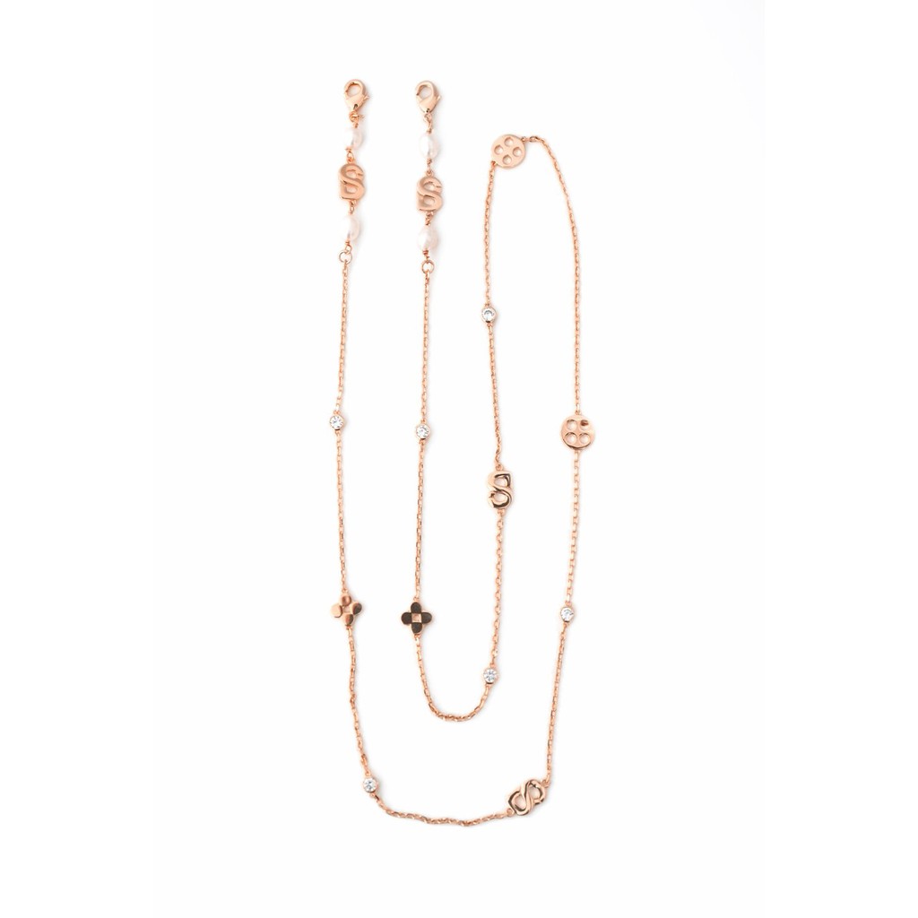 The Everything Monogram Long Chain - Rose Gold  by Buttonscarves
