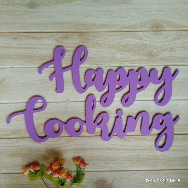 READY Hiasan Dapur Happy Cooking Hiasan Dinding Tulisan Huruf Kayu