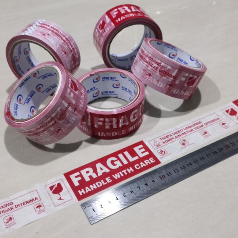 

(STAR TAPE) LAKBAN FRAGILE MERAH 45 MM X 50M LAKBAN UNBOXING SOLATIP 1PCS