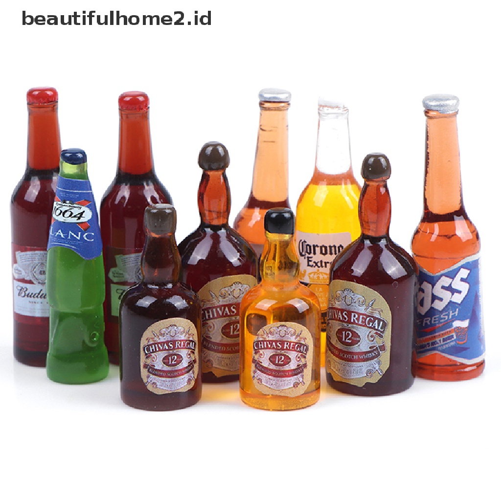 (Beautifulhome2) Buku Literatur Bahasa MandarinId 10pcs Miniatur Botol Wine Skala 1: 12 Untuk Dapur Rumah Boneka