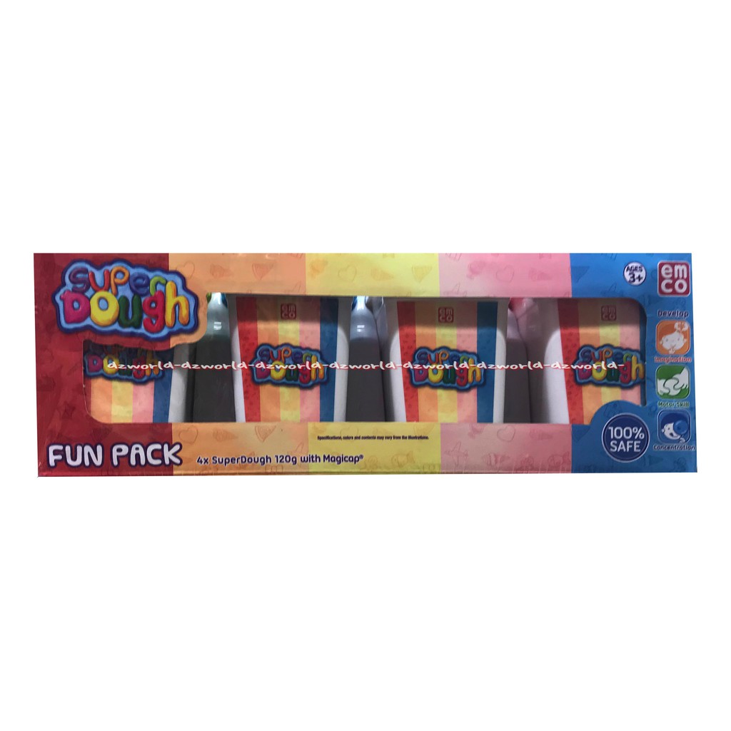 Emco Super Dough Fun Pack Isi 4 Mainan Lilin Funpack dengan Cetakan Tutup Magic