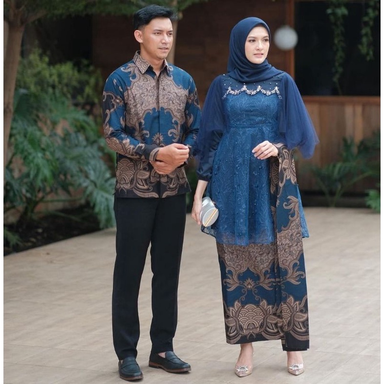 Luna Tunic Kebaya Brukat Kemeja Batik Couple Kebaya Kondangan Beidesmaid Pesta Wisuda Set Wanita Brokat Aksen Mutiara Tutu Kebaya batik jumbo terbaru kebaya kopel cewek cowok kebaya batik kondangan seragaman pernikahan sarimbit kutu baru batik