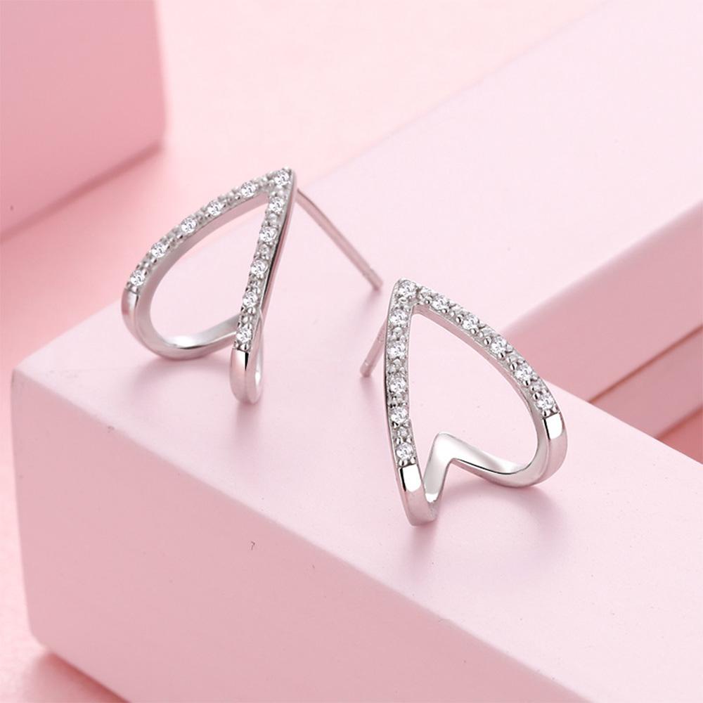 Needway   Stud Earring Aksesoris Hadiah Berongga Kepribadian Geometris Kristal Perhiasan Fashion