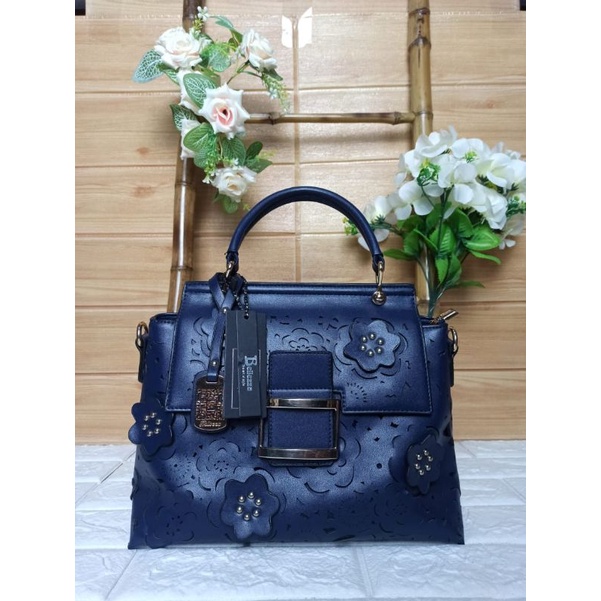 TAS BELLEZZA / BELLEZZA BAG / TAS WANITA PREMIUM ORIGINAL / NAVY BUNGA / BRAND MATAHARI MURAH