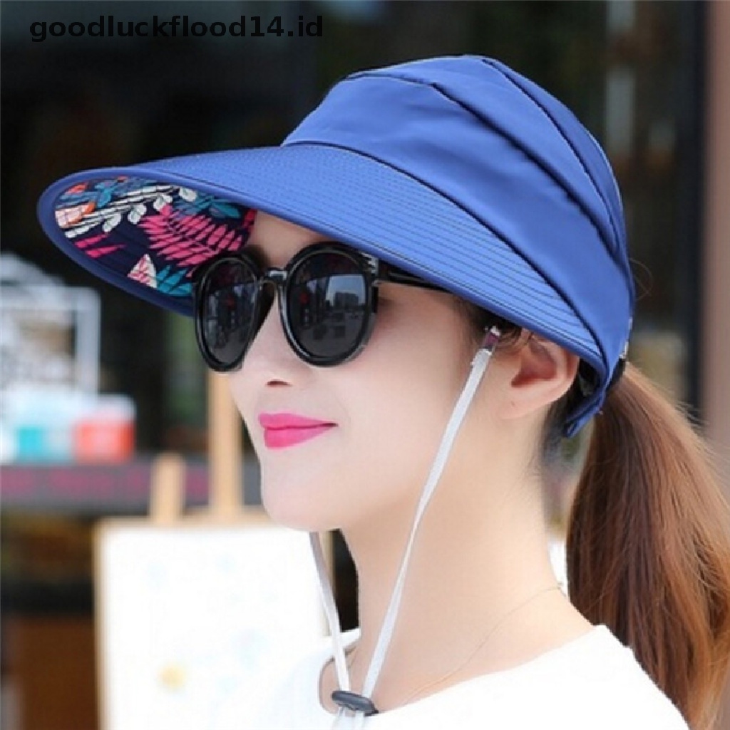 [OOID] UV Protect Sun Hat Foldable Large Brim Visor Cap Beach Sun Hat Outdoor Fashion  ID