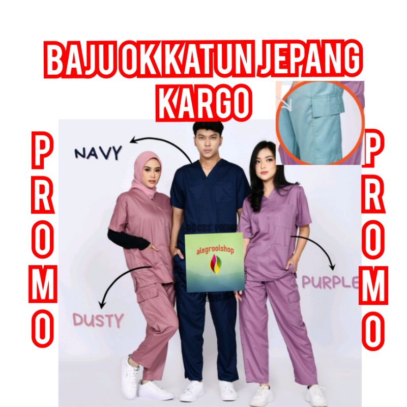 TERMURAH!!KATUN JEPANG-BAJU OK LENGAN PENDEK KARGO  BAJU DOKTER BAJU JAGA PERAWAT SERAGAM MEDIS SCRUB DOKTER