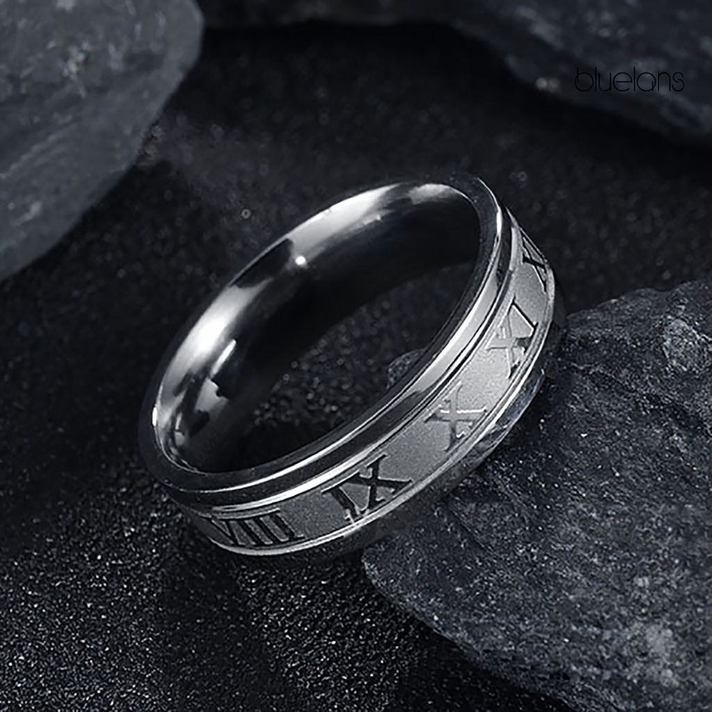 Bluelans Punk Ring Creative Unisex Titanium Steel Roman Numerals Ring Gift Daily Life