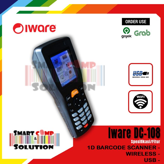 Barcode Scanner PDT 1D Wireless Iware DC108 / DC-108 - Inventori Data
