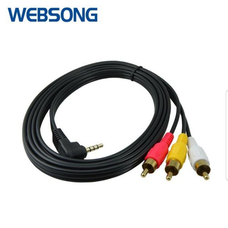 Kabel Audio Video 3.5mm to 3RCA (Putih, Merah, Kuning) 1.5M WEBSONG