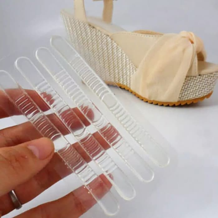 CLEARANCE SALE - 4 Heels Silicone Transparent Silicone Strips Anti Lecet Sepatu Kebesaran Shoe Heel Inserts Insoles Gel Pads Grips Heel Protector Mini Anti-Slip Abrasionproof High Heel Liners Protective Cushion Tools