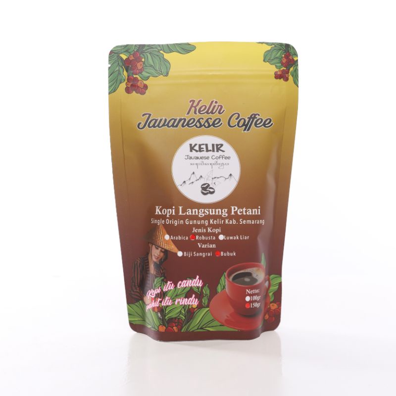 

Kopi Robusta Kelir Non Premium 150 gr Bubuk / Roastbean Packaging Standing Pouch Coffee Semarang