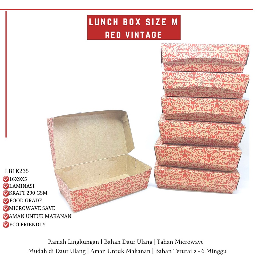 Paper Lunch Box Medium Lunchbox Medium (LB1K235-Laminasi)