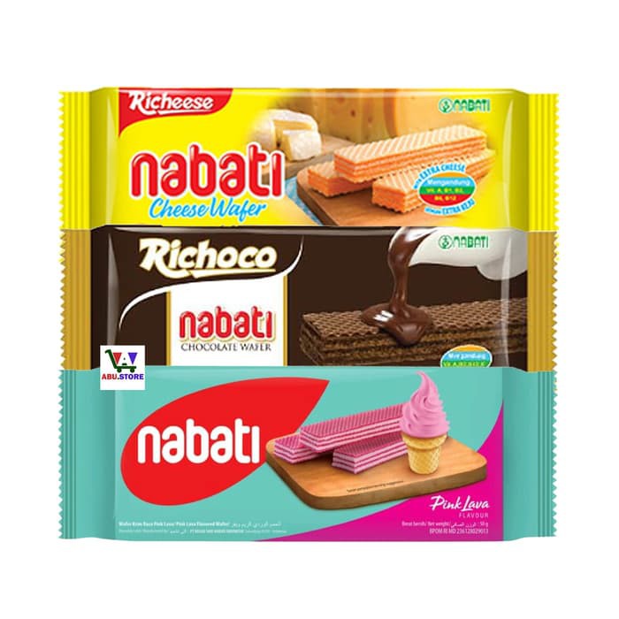 Wafer Richeese / Richoco Nabati 132gr rasa Coklat /Keju / Pink Lava - Coklat