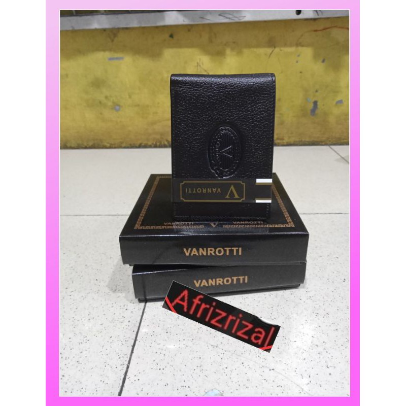 Dompet Kulit Asli Model Mini Slim Ukuran Kecil 8X10 CM Warna Hitam