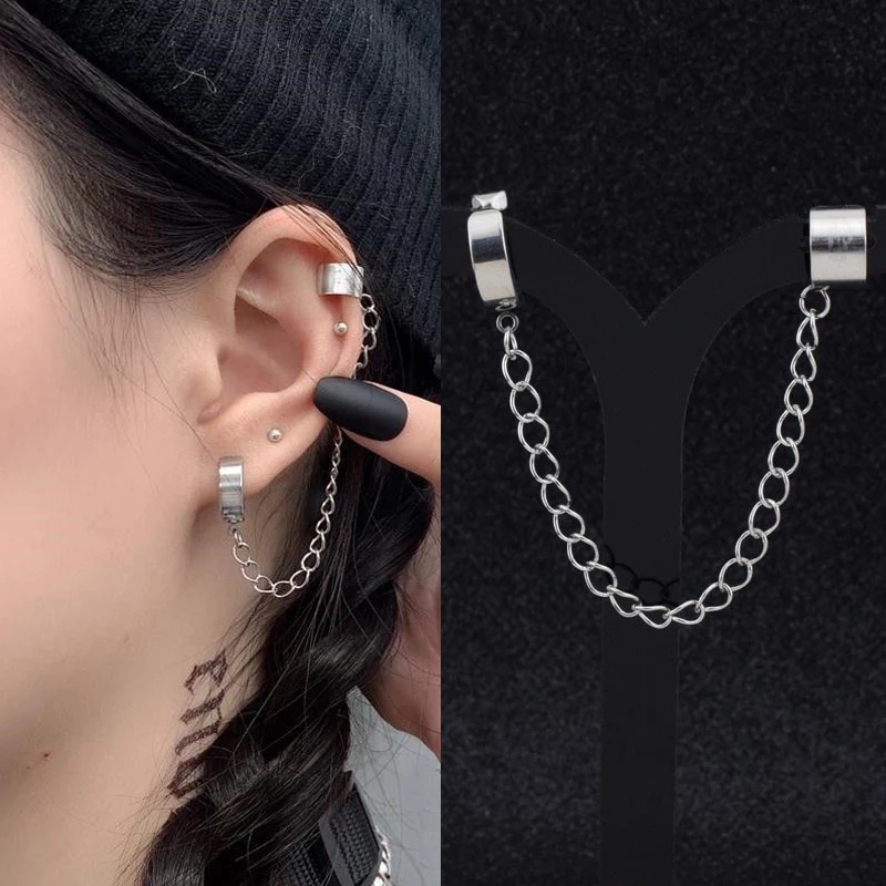 Anting Klip Tanpa Tindik Gaya Punk Elegan Untuk Wanita