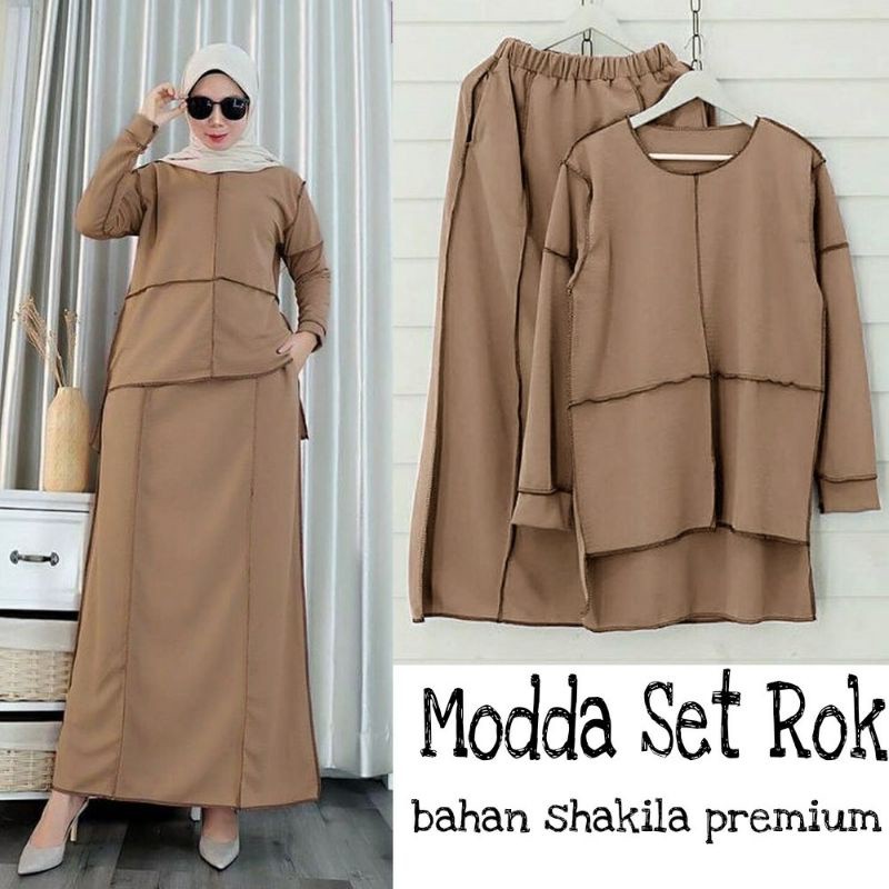 Setelan baju muslim wanita terbaru MODDA SET SKIRT SETELAN KEKINIAN FASHION WANITA MUSLIM JUMBO VC SETELAN ROK WANITA MUSLIMAH