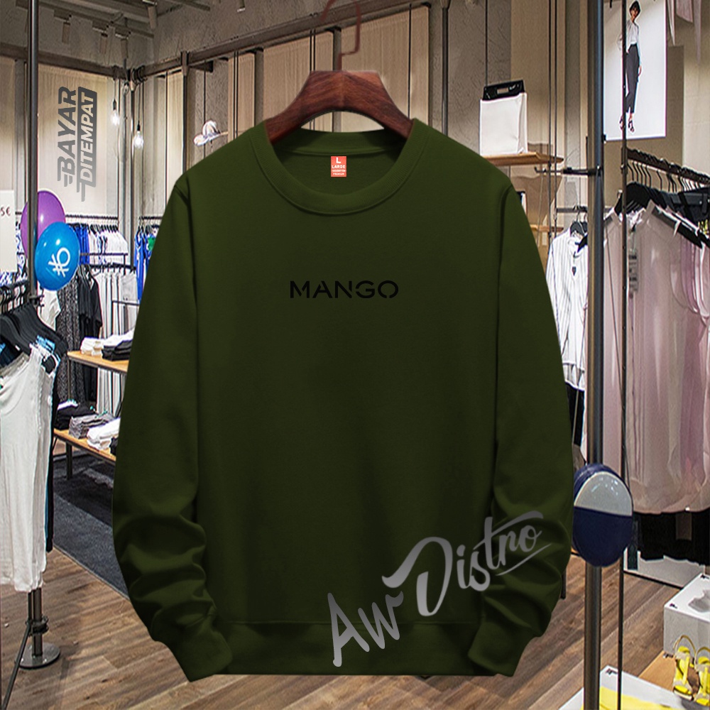 COD Sweater Distro Mango Black Premium Quality Sweater Tulisan Jaket Kata-Kata Hoodie Sablon