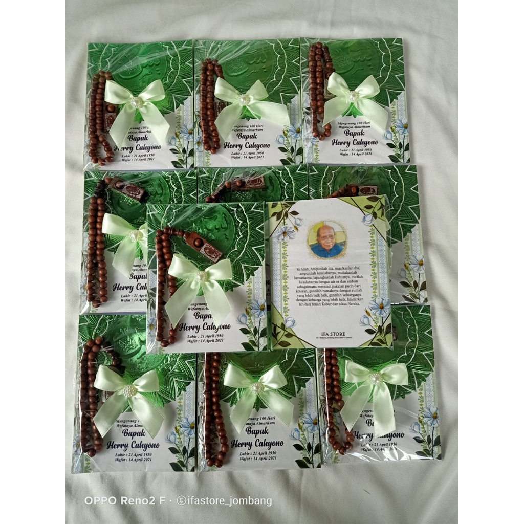 

Buku yasin 128 hal softcover custom desain tasbih dan pita