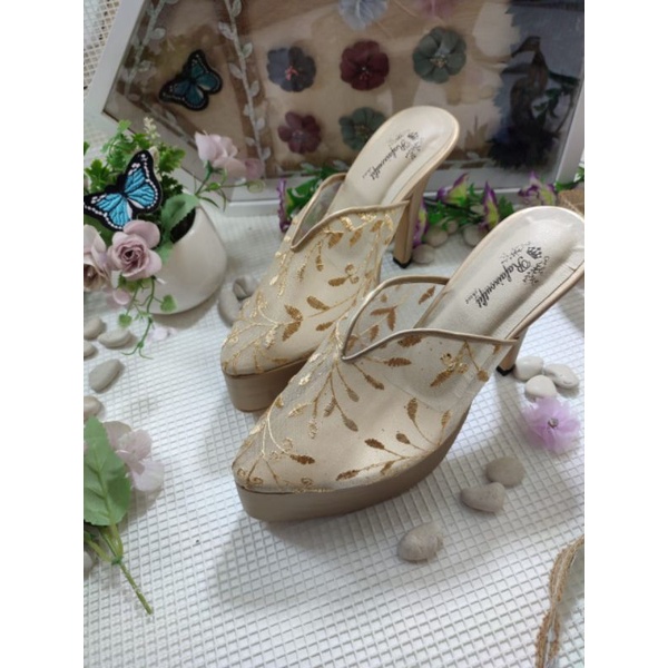 sepatu rafaizoutfit model Ruby gold tanpa Payet tinggi 12cm