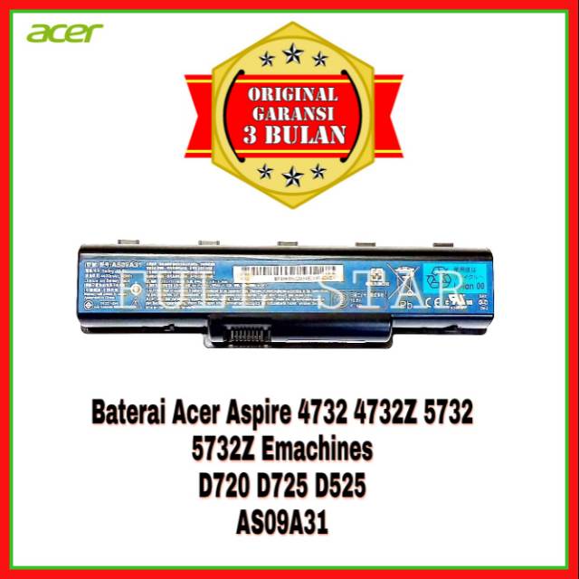 Baterai Original Laptop Acer Aspire 4732Z 4732 5732Z 5732 Emachines D720 D725 D525 AS09A31