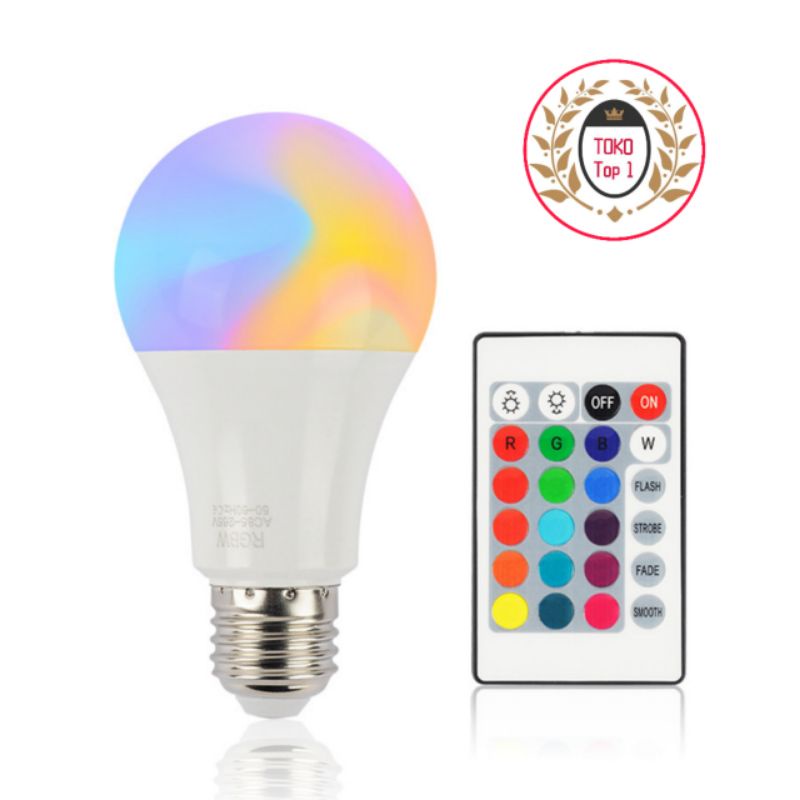 LAMPU BOHLAM 7W LED RGB BERUBAH WARNA REMOTE CONTROL ORIGINAL