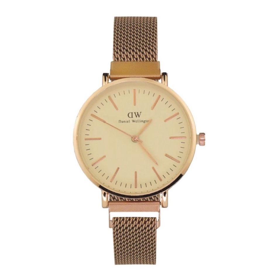 BAJ JAM TANGAN WANITA ANALOG RANTAI CASUAL MAGNET MURAH GROSIR FASHION KOREA PRIA COUPLE DD023-FULL ROSE GOLD