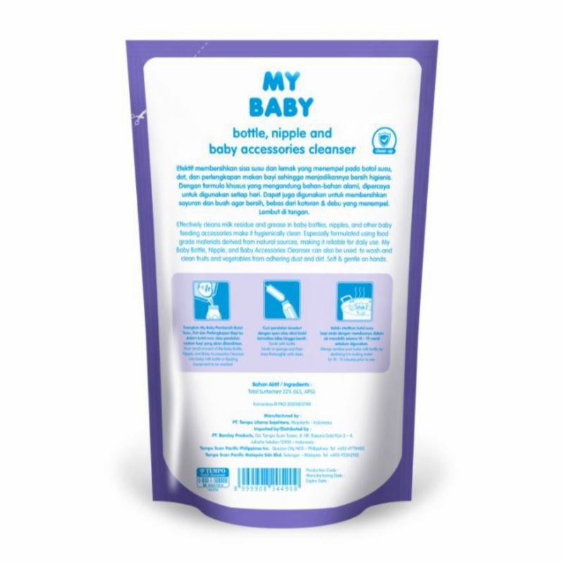 My Baby Bottle Nipple And Baby Accesories Cleanser 400ml  Refill Pouch / My Baby Sabun Cuci Botol, Dot &amp; Aksesoris Bayi