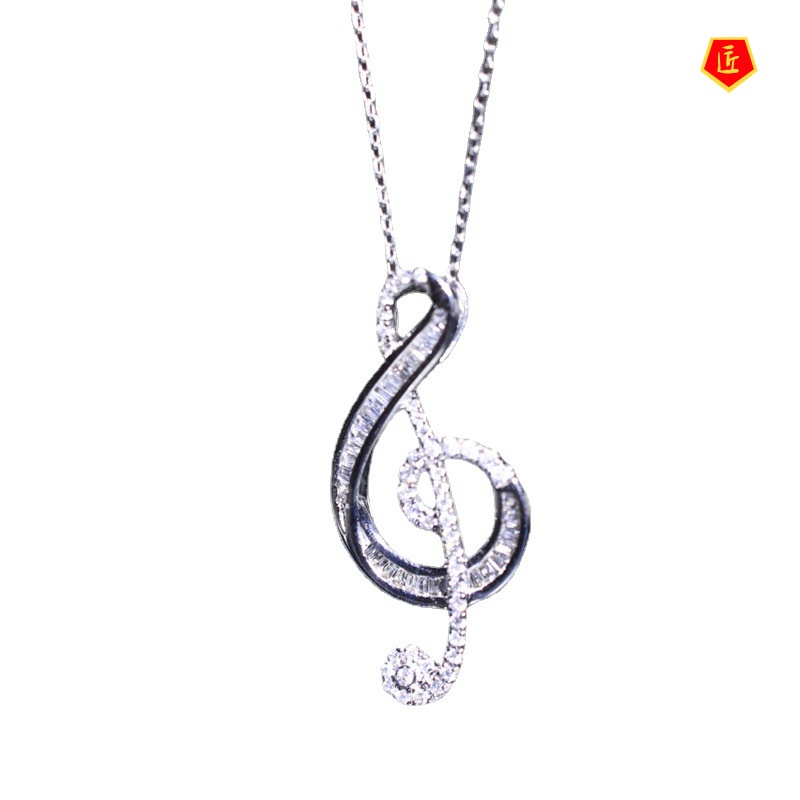 [Ready Stock]Fashionable All-Match Elegant Pendant Musical Note Diamond Necklace for Women