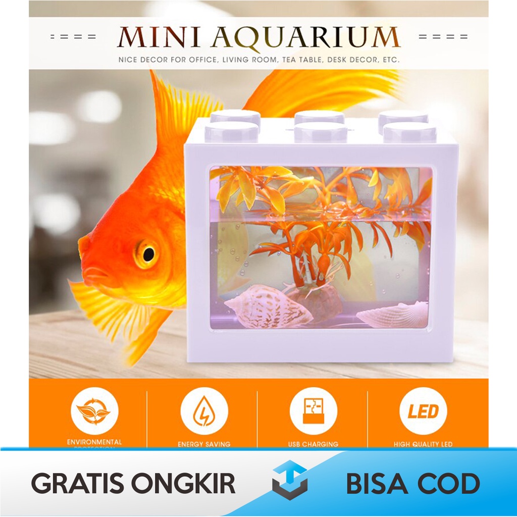 AQUARIUM AKRILIK CUPANG LED TOPINCN TOP5 LEGO ORIGINAL AKUARIUM LEGO UNTUK IKAN CUPANG MINI