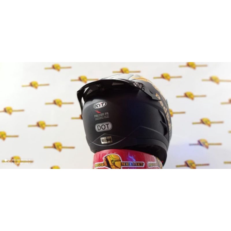Helm kyt falcon black doff paket ganteng costum Red BuLL-2