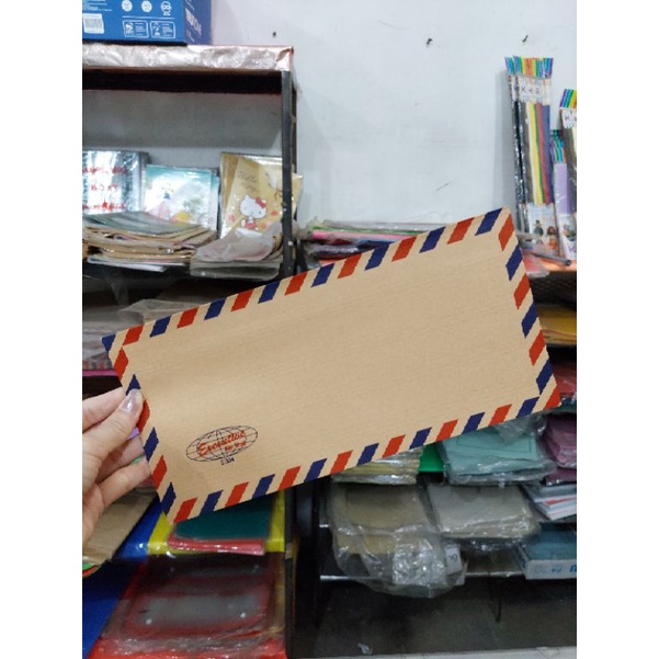 

(10 pcs) Amplop Cokelat Tanpa Tali Airmail Air Mail Polos Kabinet / Amplop Uang