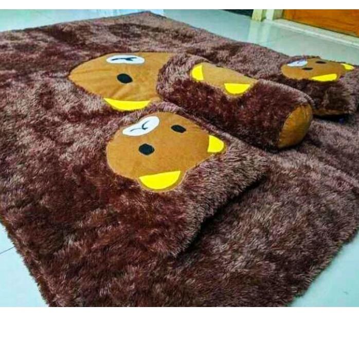 Super Sale☀ PROMO CUCI GUDANG  KASUR KARPET/SURPET KARAKTER BULU JUMBO PLUS BANTAL LED DAN GULI