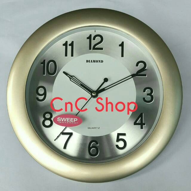 CNC SHOP Jam Dinding diameter 30 cm Plat stainless sweep movement